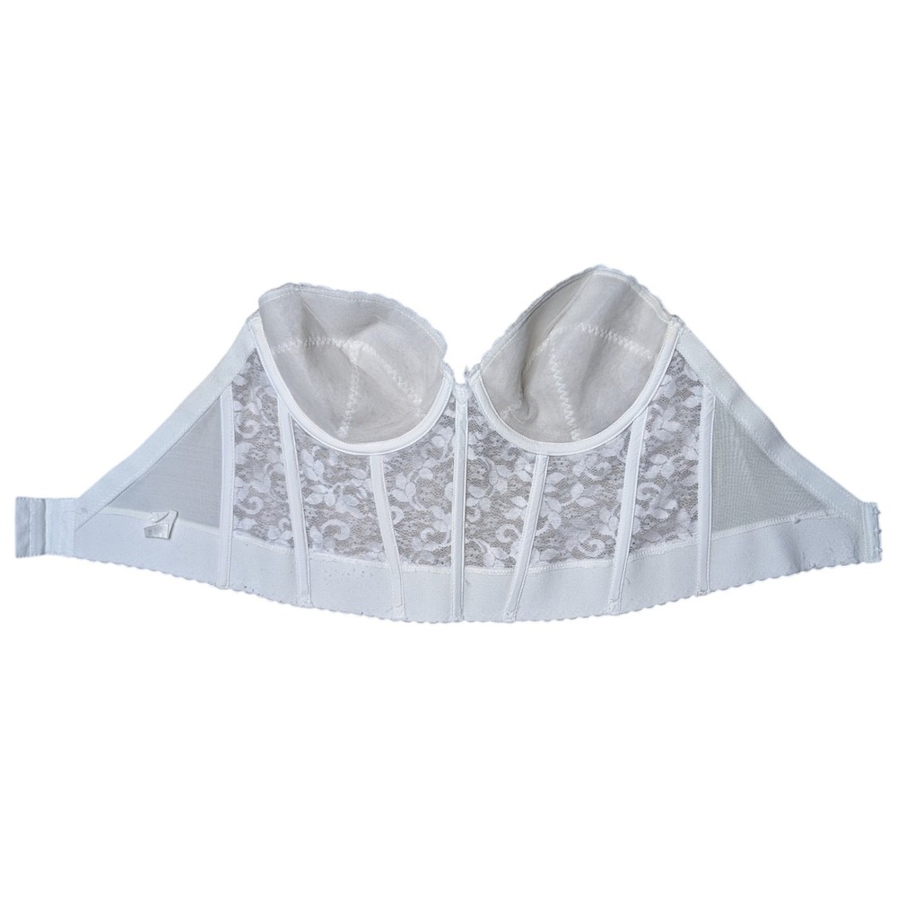 Vintage‎ Madonna 38C White Lace Longline Bustier Bra Strapless Unpadded - Picture 3 of 5